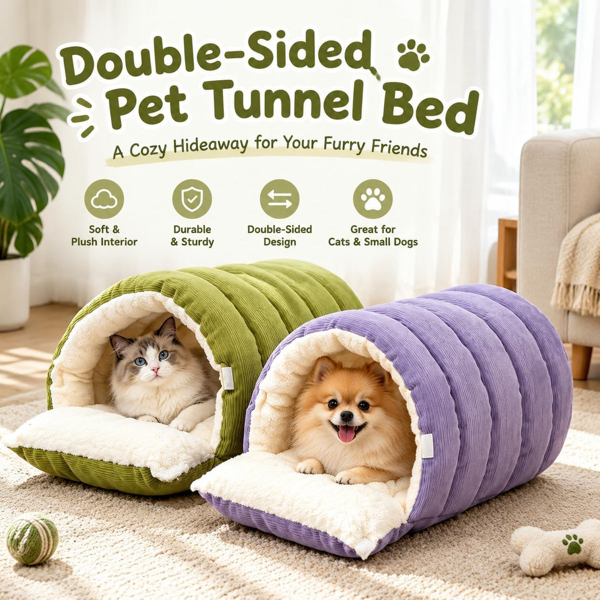 Indoor Dog House, Dog Cave for Small & Medium Dogs