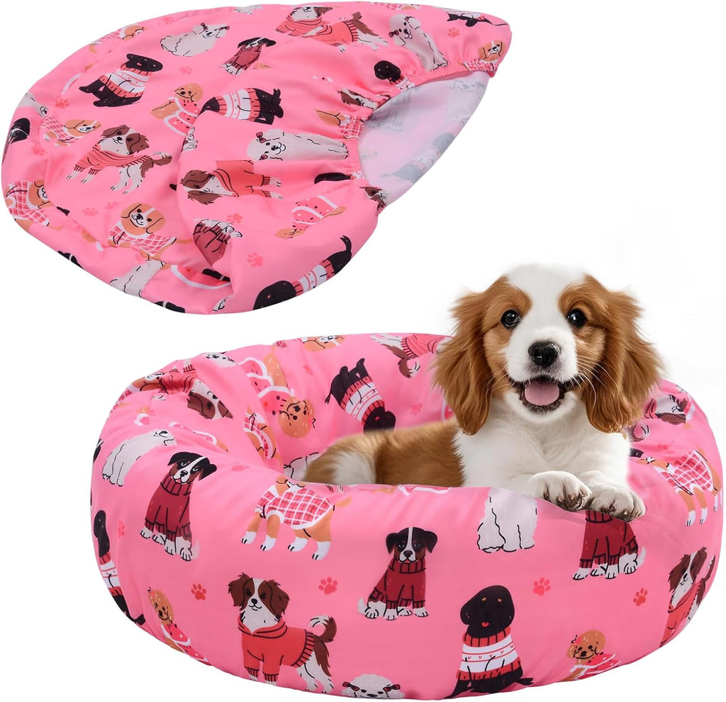 Round Replacement Dog Bed Covers Elastic Edged Washable 20 x 9.8 Inch