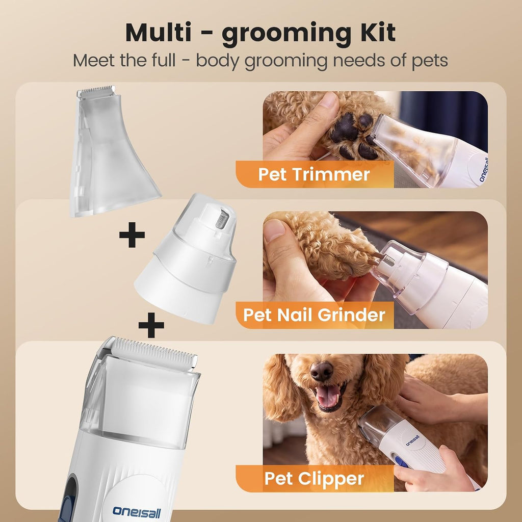 oneisall Dog Grooming Vacuum,7 in 1 Grooming kit Tools with Low Noise