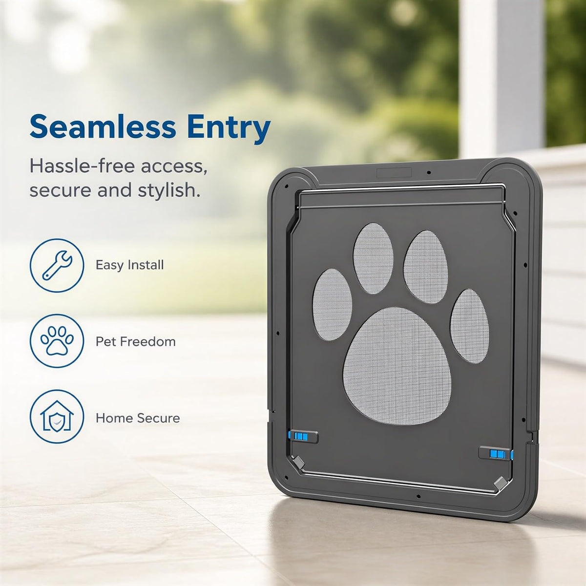 Screen Door Pet Door for Small Pets with Flap, Strong ABS Construction, 11.4 x 9.4 x 0.4 in, Easy Installation, Paw Patt