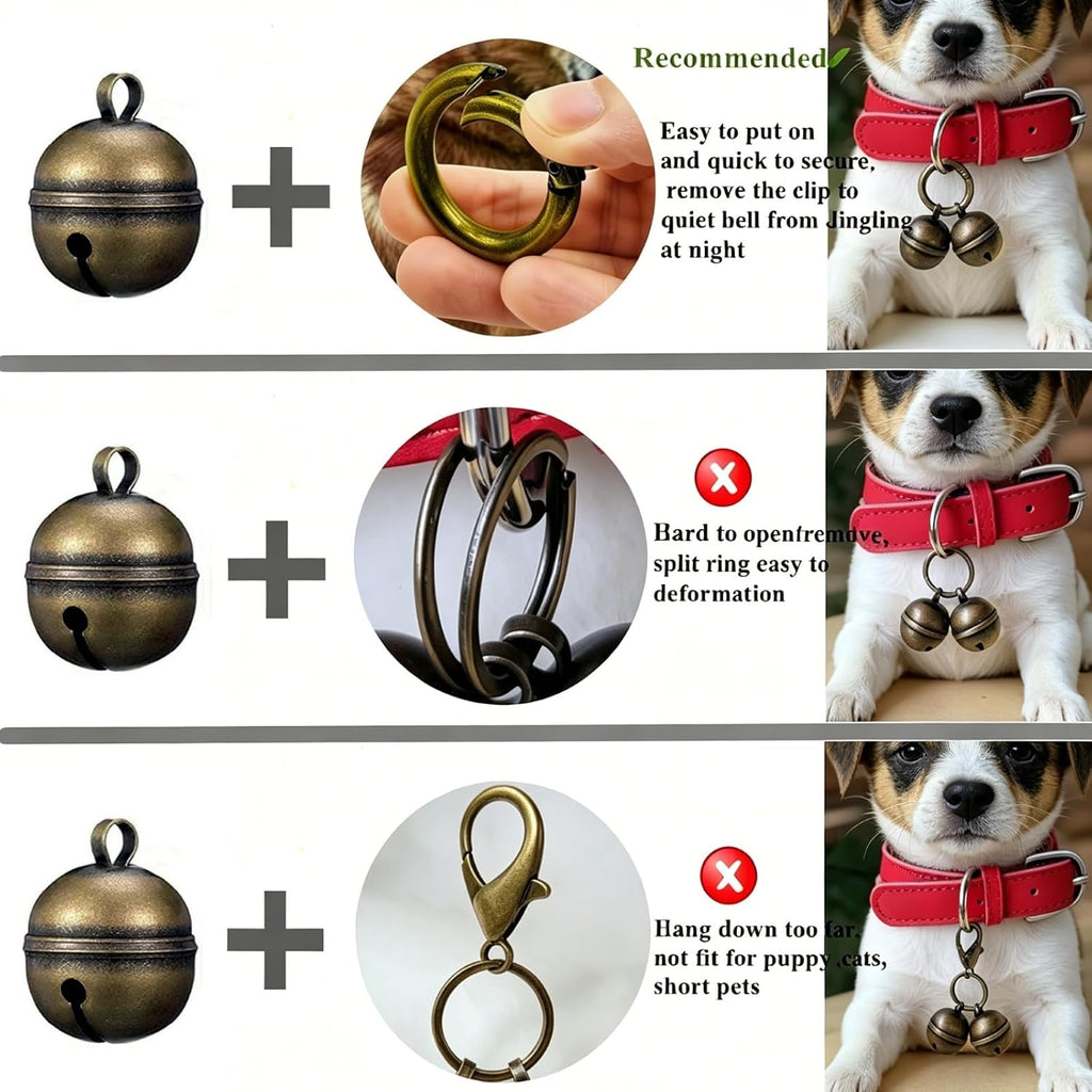 Dog Bells for Pet Tracking, 4 Extra Loud Dog & Cat Bells for Collar