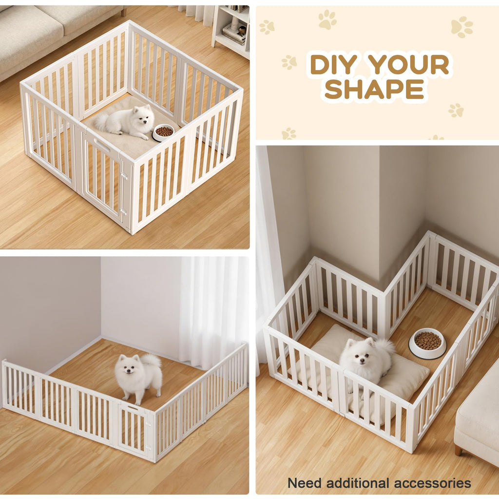 LoveTail Dog Playpen Indoor,Puppy Playpen,White 23.6" H, 8 Panels