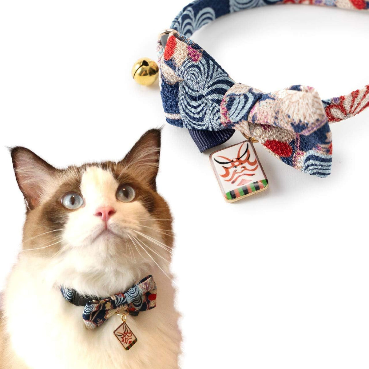 Necoichi Kabuki Charm Bow Tie Cat Collar (Red)