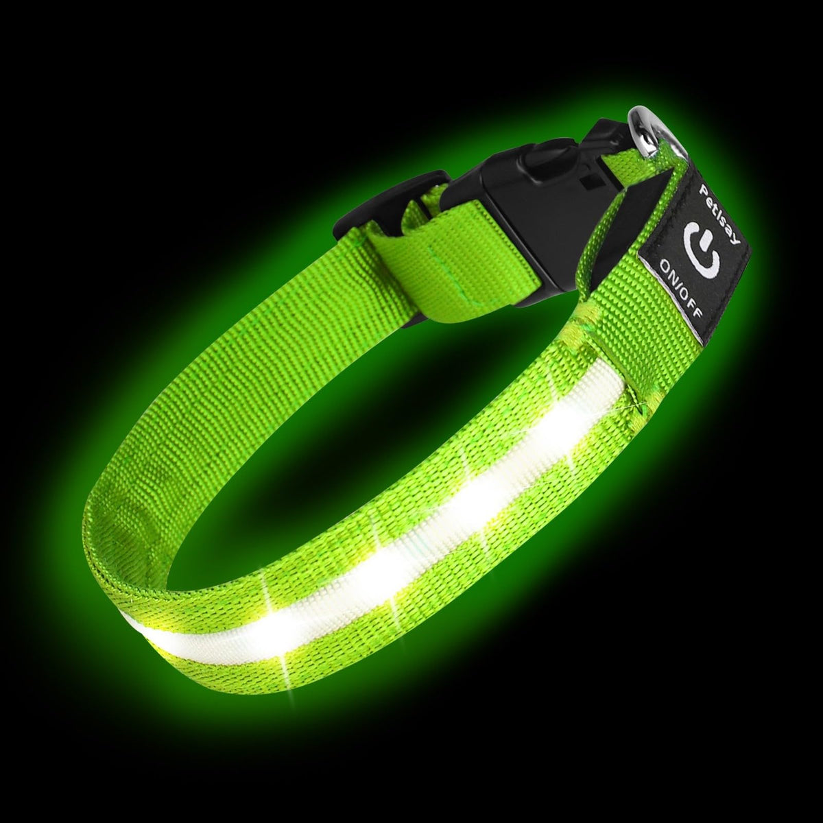 Super Bright LED Dog Collar, Waterproof Light up Collars(Green, Medium)