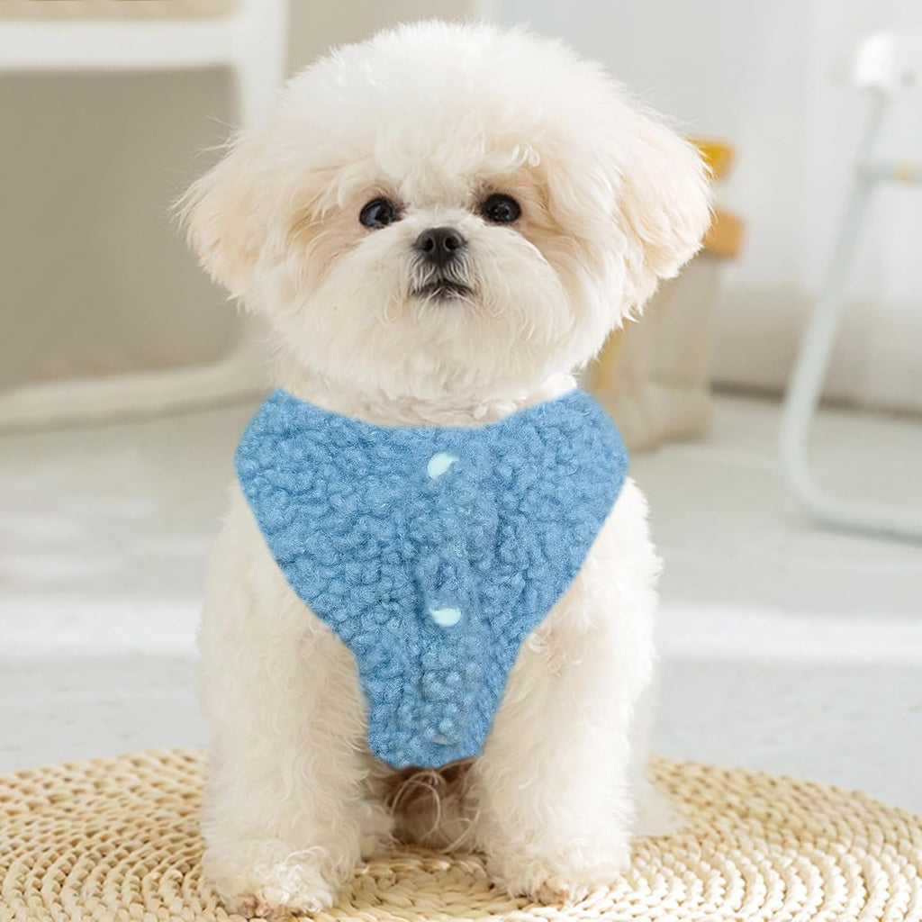 Winter Dog Dress with Bow & Leash Ring, Warm Puppy Clothes for Small Dogs