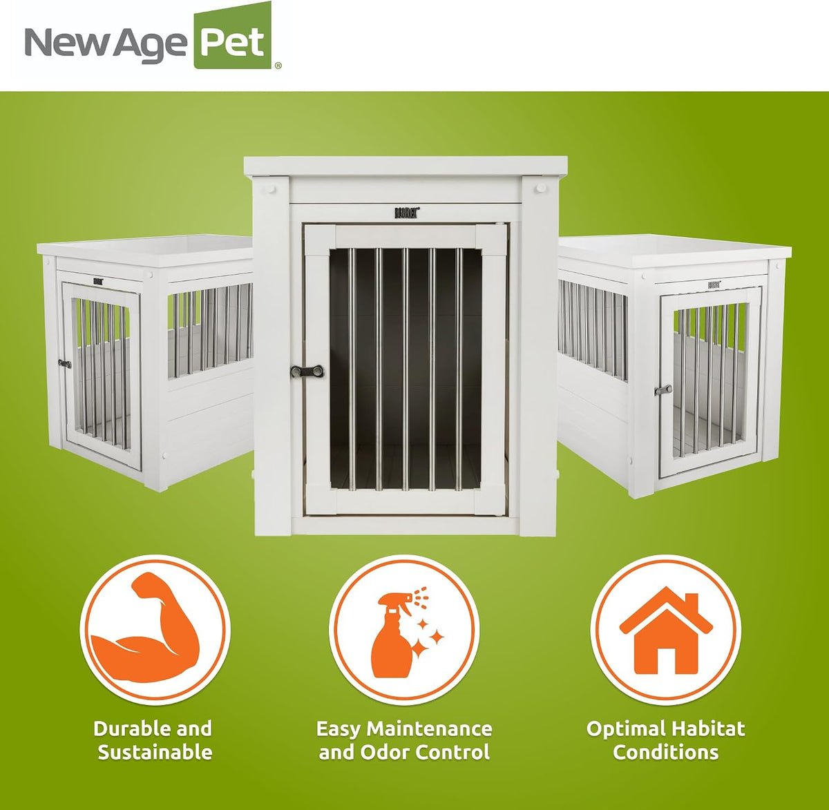 New Age Pet® ECOFLEX® Medium Furniture Style Dog Crate & End Table, White