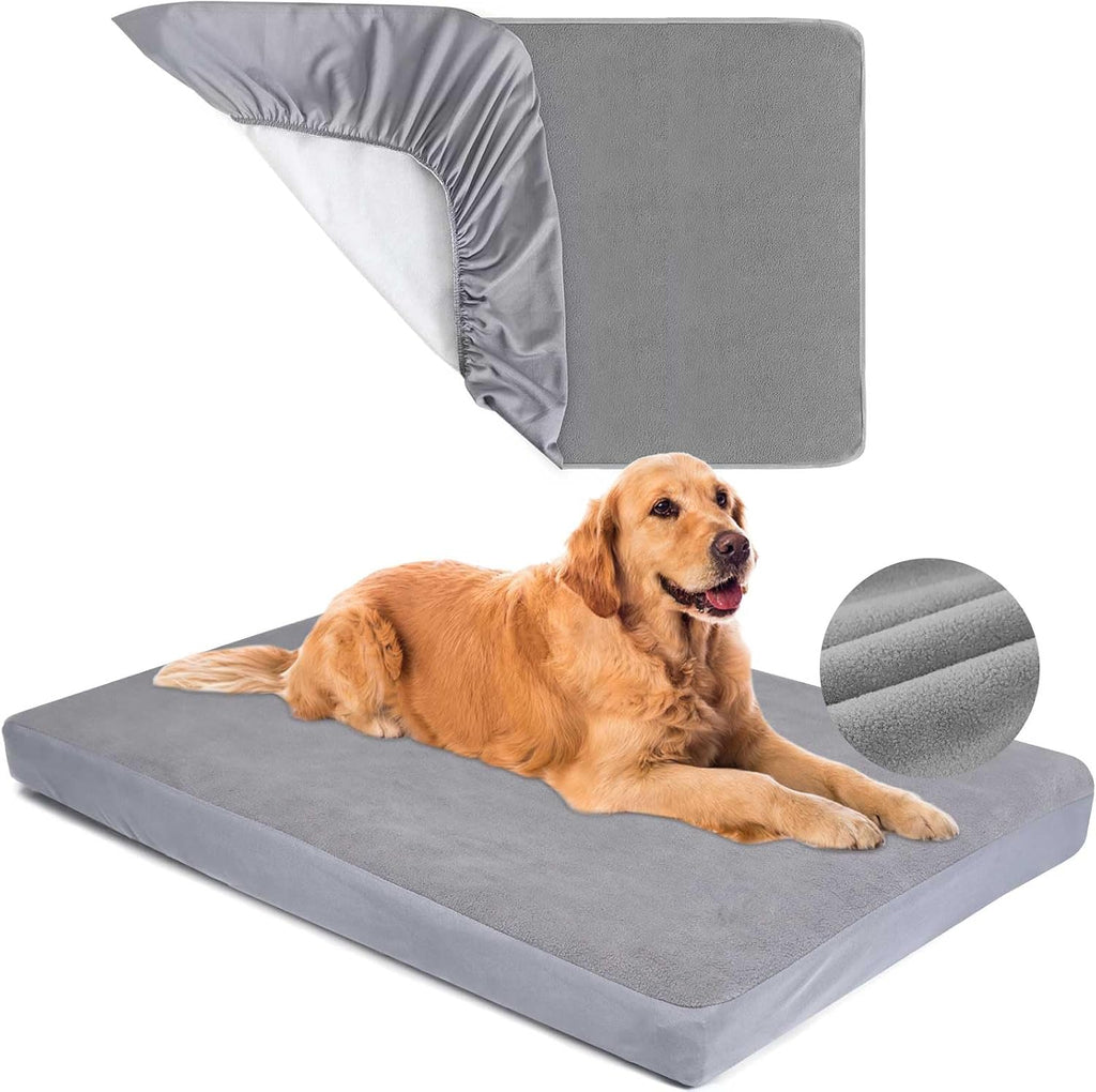 Dog Bed Covers Replacement Washable 100% Waterproof Soft Dog Bed Sheet Grey 2 Pack 42" x 28" L