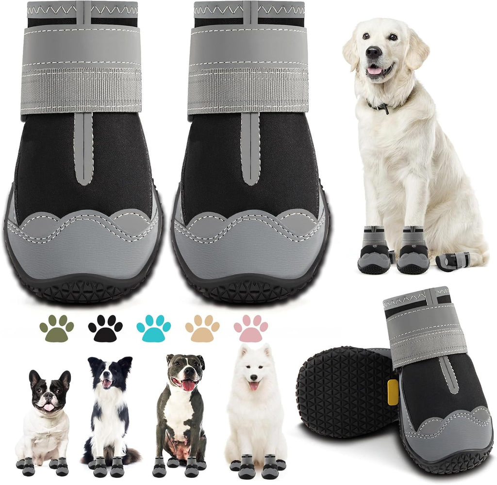 Dog Boots for Large Dogs, Medium Dog Boots & Paw Protectors for Hardwood Floors, Outdoor Dog Booties for Hot Pavement Wi