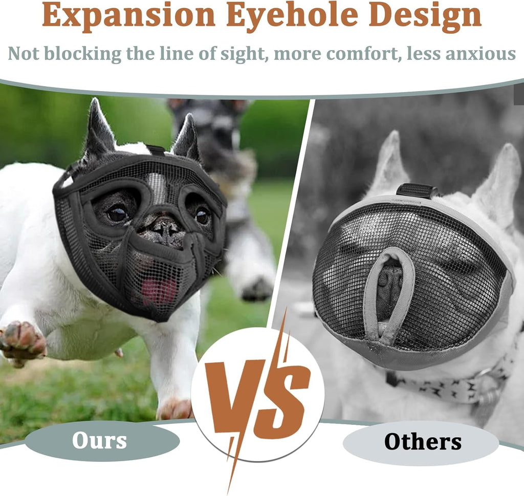 Mesh Short Snout Dog Muzzle with Anti-Eating Design for Frenchie
