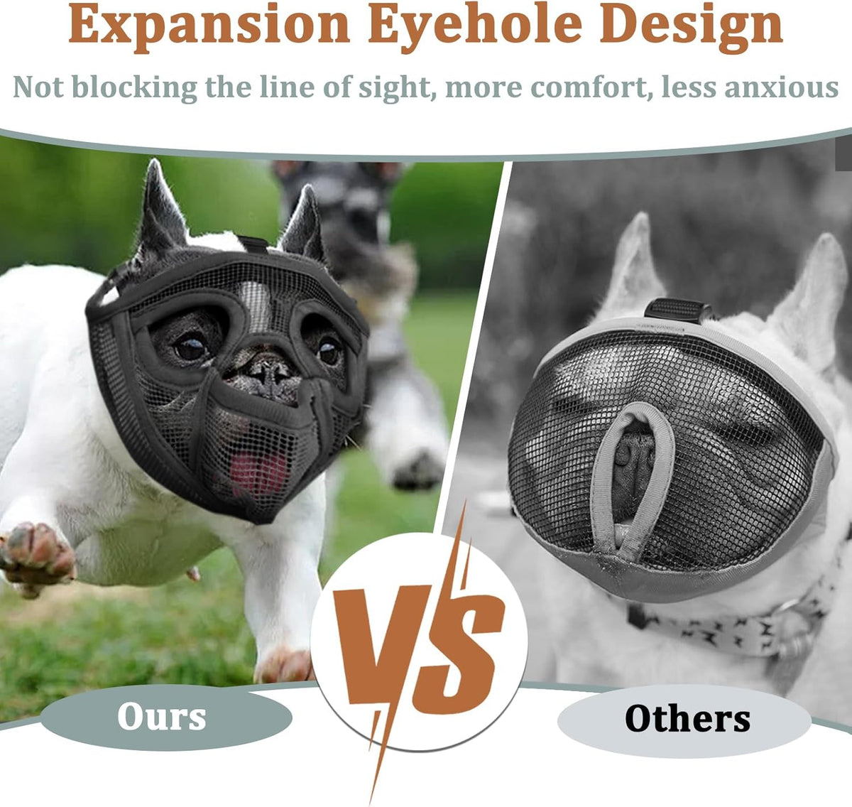 Mesh Short Snout Dog Muzzle with Anti-Eating Design for Frenchie