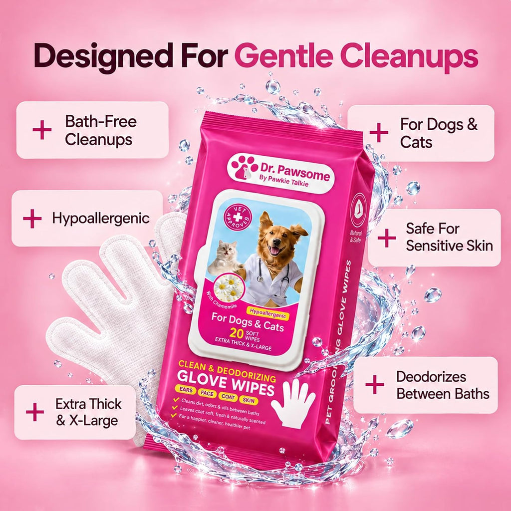 Pawkie Talkie Pet Wipes, For Dogs & Cats, Chamomile Scent, 20 Ct