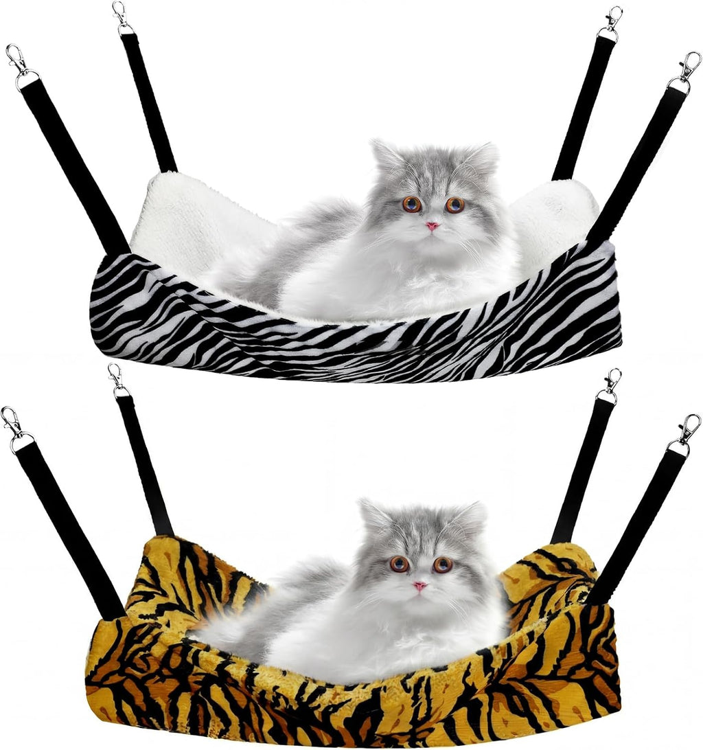 Jetec 2 Pack Cat Hammock for Cage, Leopard and Dot, M