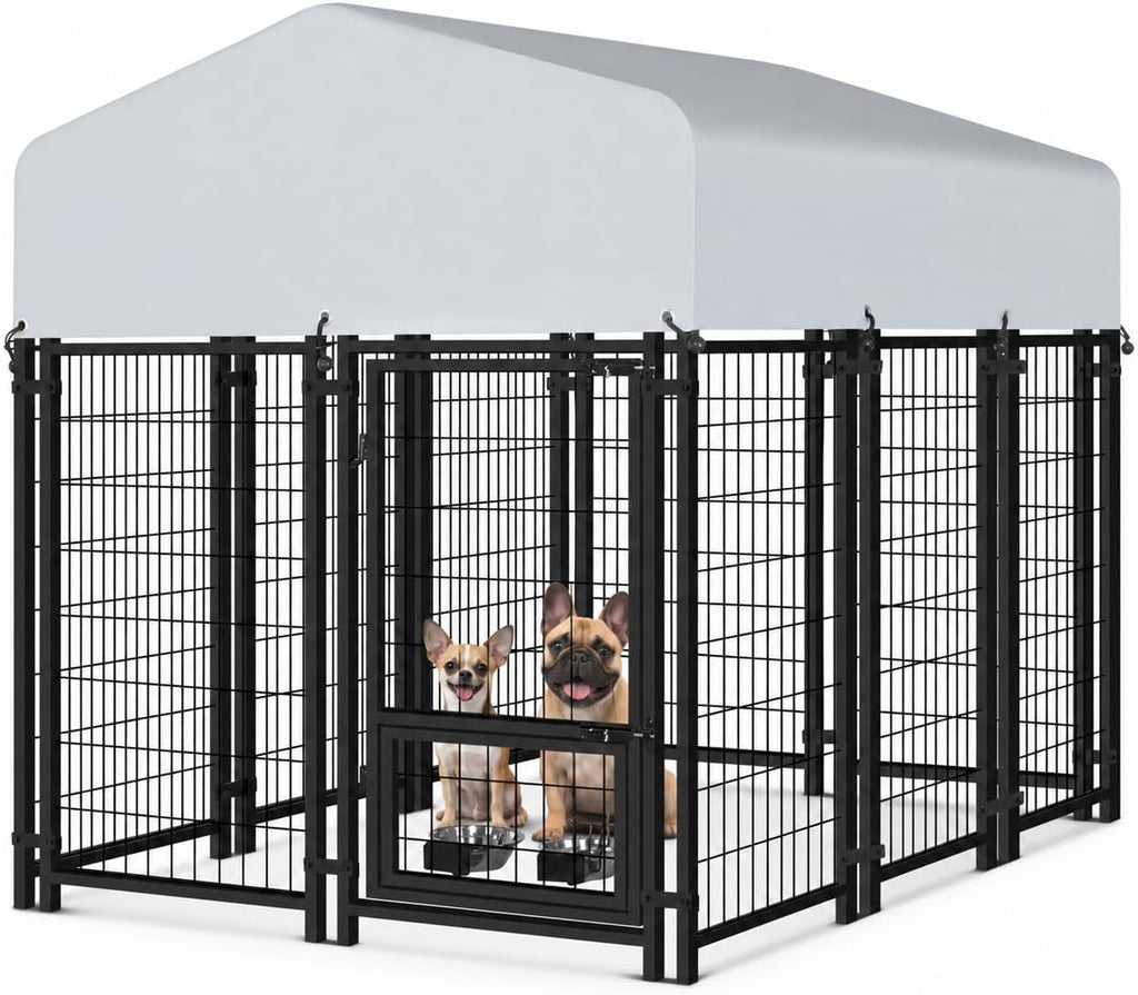 VAGGER 4x4x5 FT Dog Kennel Outdoor with Roof