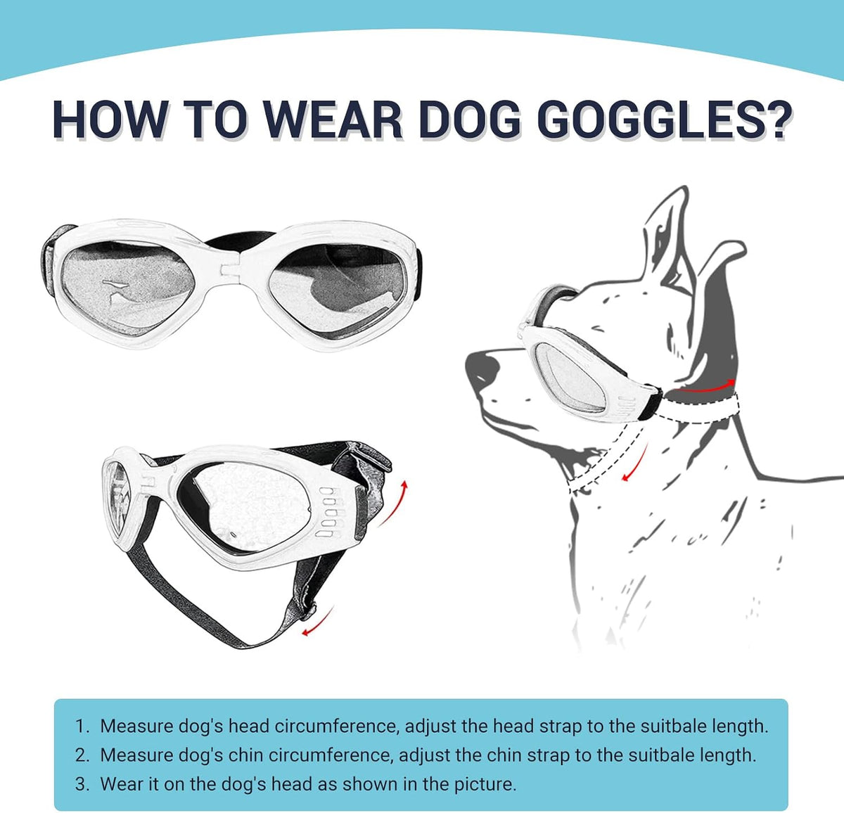 Dog Goggles Medium Breed, Dog Sunglasses for Medium Dogs Eye Protection Windproof, Black