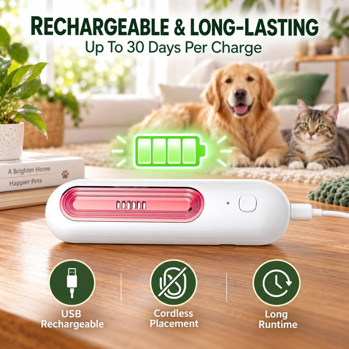 Ozofreshen Pet Odor Eliminator, Litter Odor Control Air Freshener，Gold+Pink