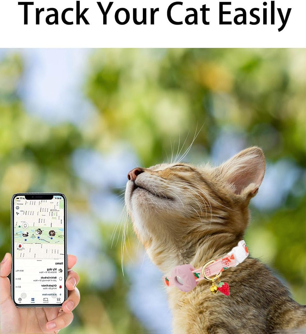 Breakaway Cat Collar with Airtag Holder,Kitten Collar with Bell