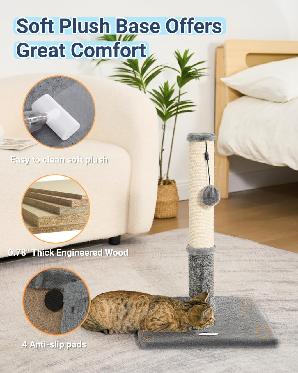 Cat Scratching Post, Cat Scratchers For Indoor Cats With Toys