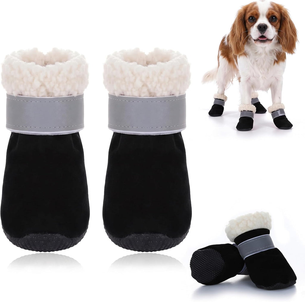 Fecialy Dog Shoes for Winter, Dog Snow Boots & Paw Protectors Warm Booties for Small Medium Dogs Puppies