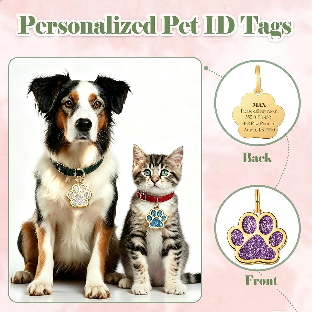 Personalized Dog Tag - Custom Laser Engraved Pet ID Tags