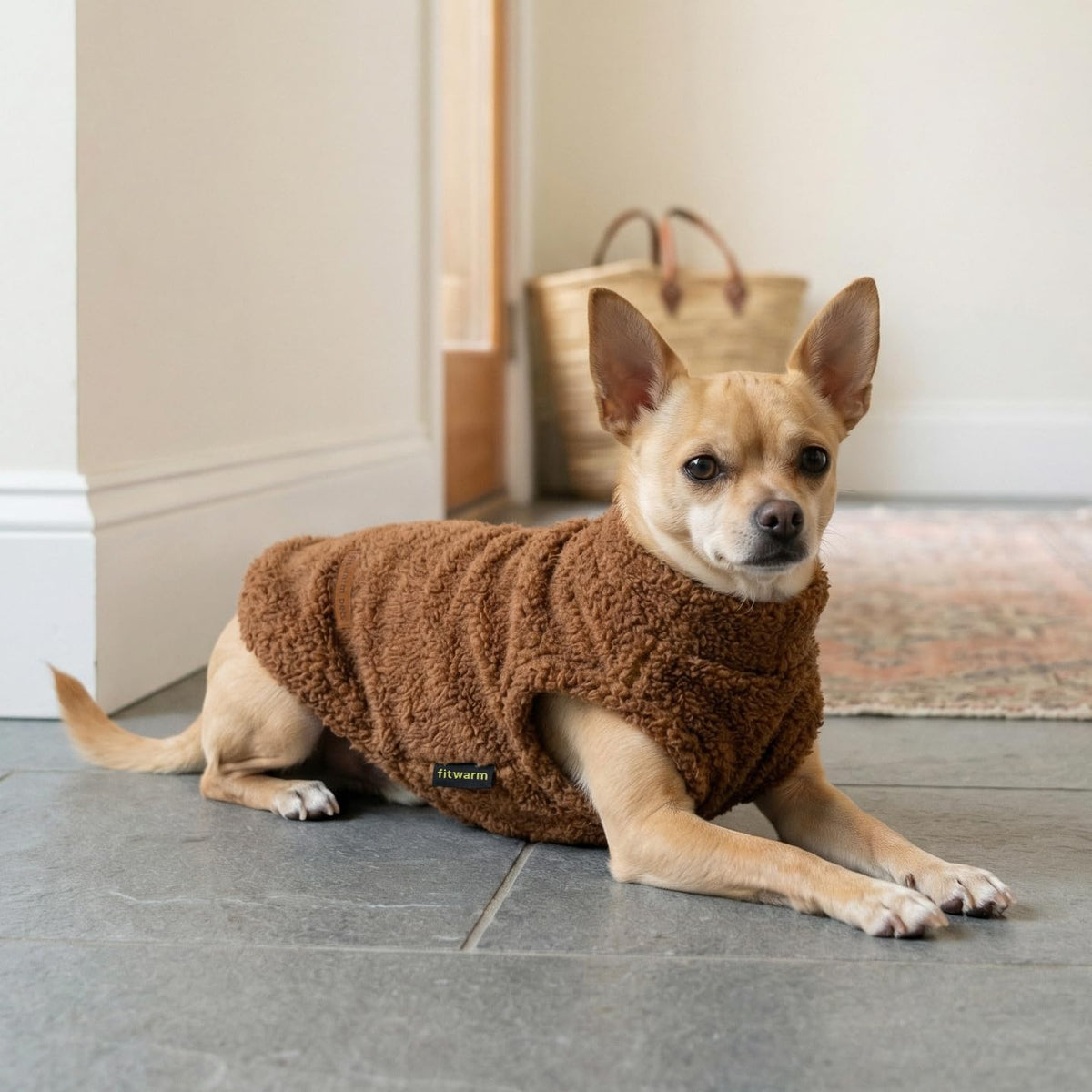 Fitwarm 2 Pack Striped Fleece Dog Sweater, Warm Winter Clothes for Small Dogs Boy Girl, Fuzzy Pet Outfit, White, Brown, 