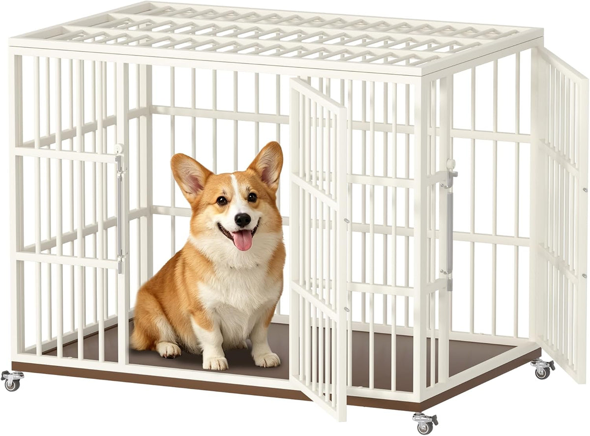 VERIFURTY 24" Heavy Duty Dog Crate, Pink Metal Kennel for Small Dogs
