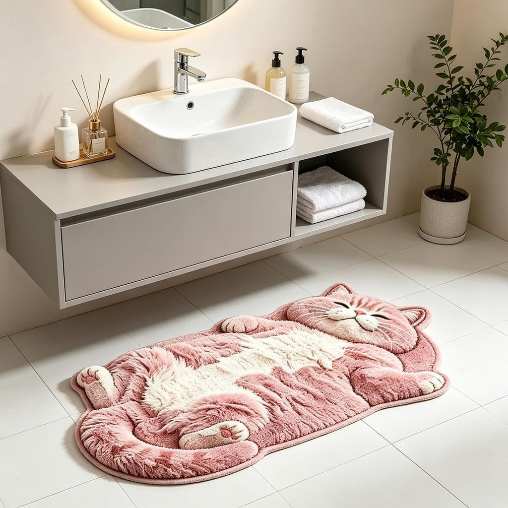 Sleeping Cat Rug Floor Mat, Diatom Mud Door Mat, Mats Large Cartoon