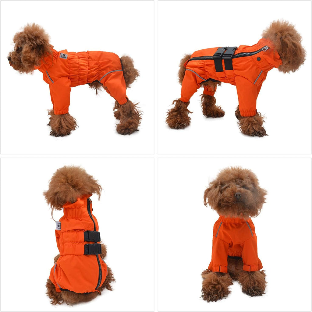 Lovelonglong Waterproof Dog Raincoat – 4-Leg Full Body Dog Rain Suit with Reflective Strips & Leash Opening, Outdoor Dog