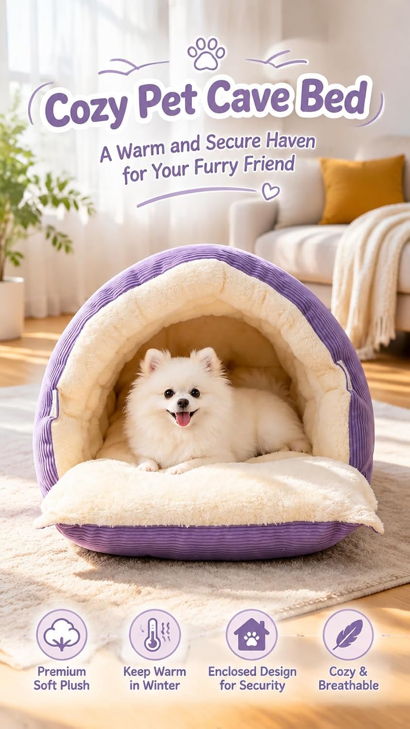 Indoor Dog House, Dog Cave for Small & Medium Dogs