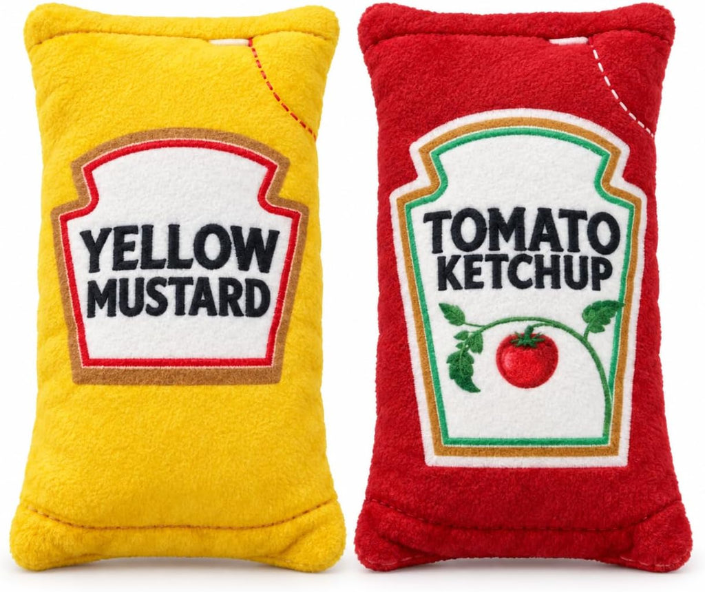 Plush Cat Toys with Catnip, Ketchup & Mustard, 1Pack