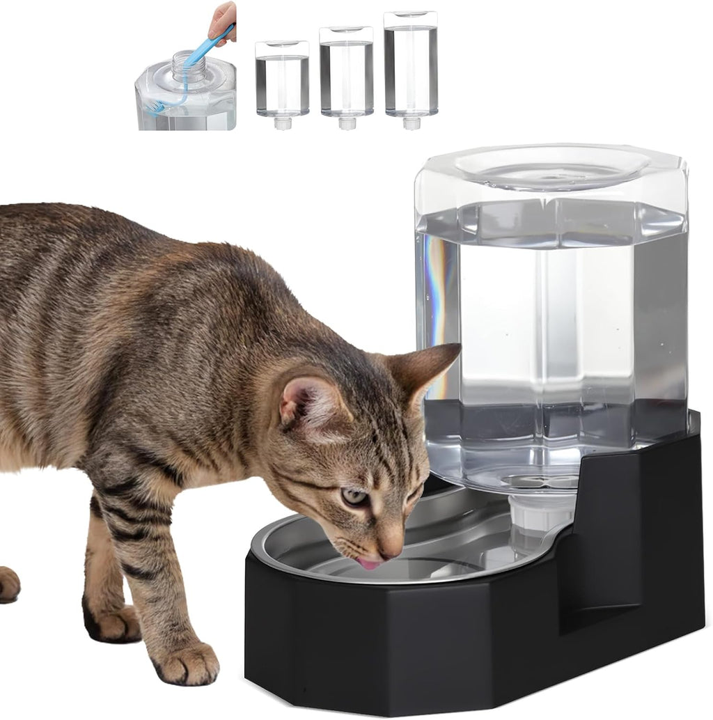 5L Cat Gravity Water Bowl Dispenser: Stainless Steel Bowl