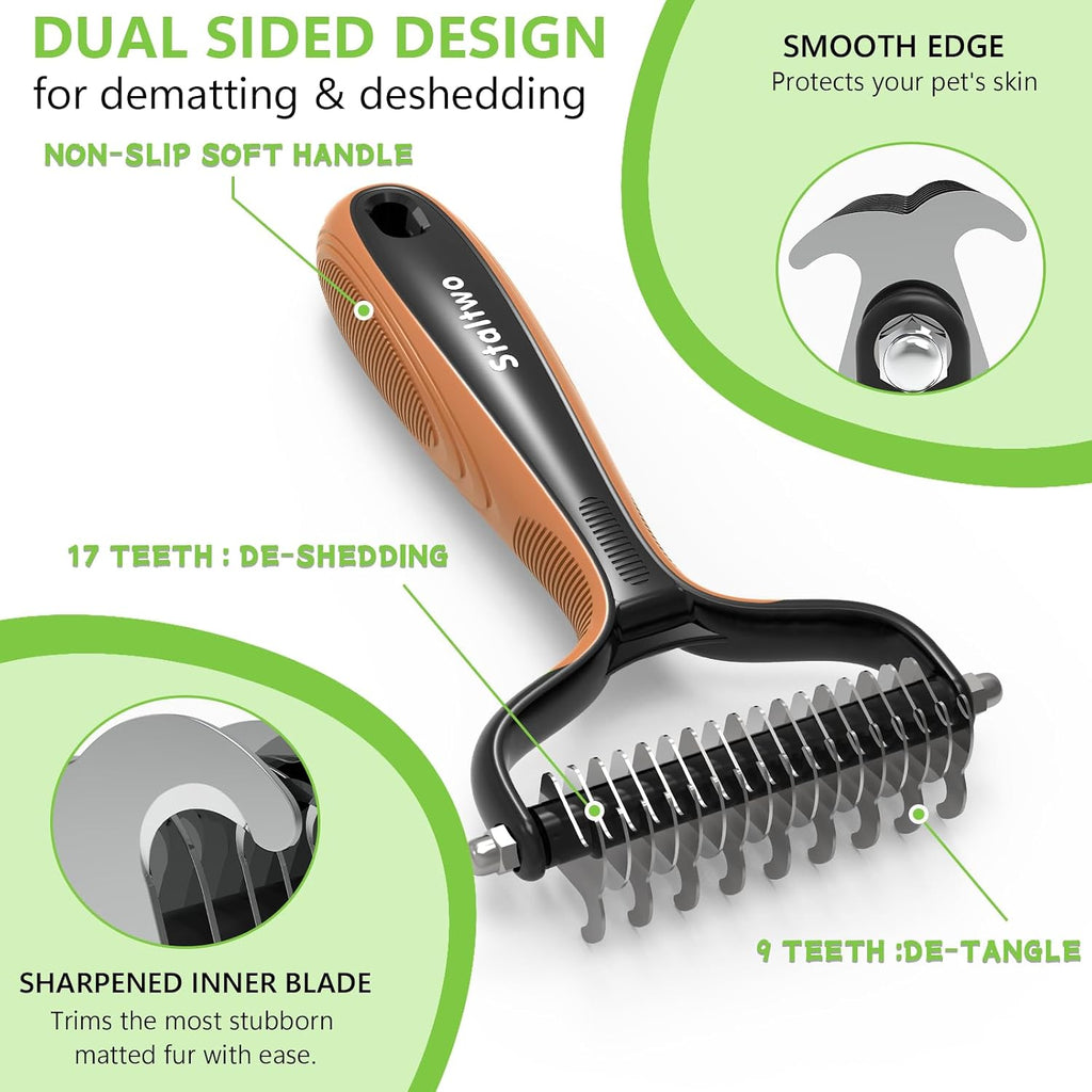 Deshedding Dog Brush for Shedding, Undercoat Rake for Dog&Cat