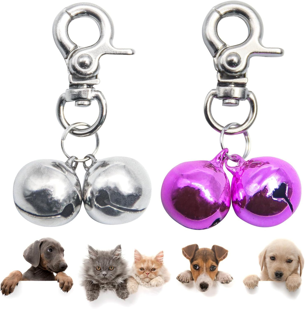 Bells for Dog Collars - 2 Pack Pet Hanging Ring Bell Accessories for Dog & Cat, Pet Pendant Collar Charm with Heavy Duty