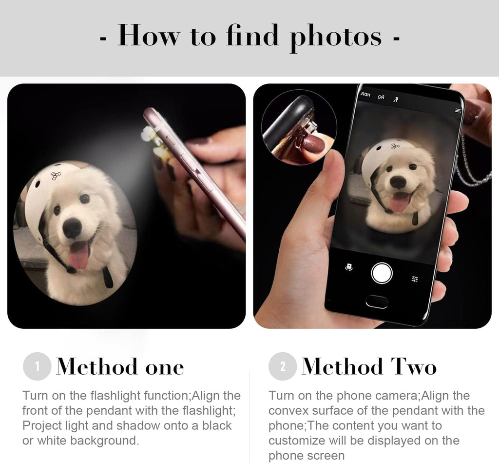 OPALSTOCK Personalized Pet Photo Necklace, Custom Photo Charm Projection Necklace Dog Cat Paw Pendant Pet Memorial Jewel