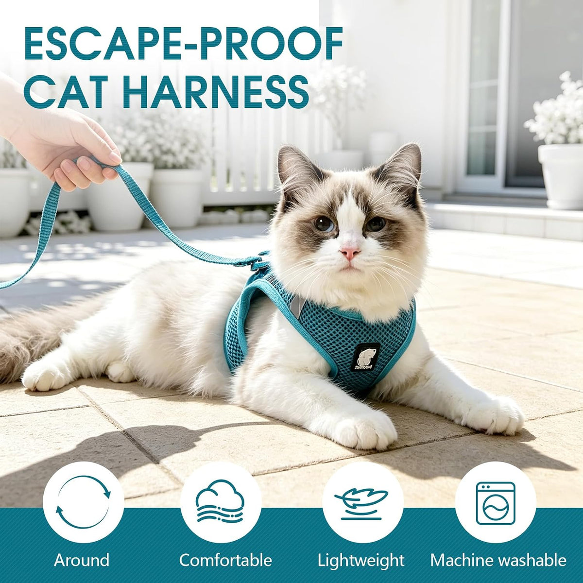 Cat Harness and Leash - Ultra Light Escape Proof Kitten Collar Cat Walking Jacket with Running Cushioning Soft and Comfo