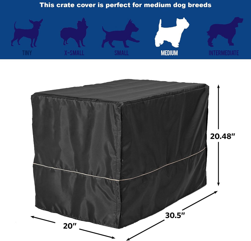 MidWest Homes for Pets Medium Dog Crate Cover, Black Polyester Privacy Kennel Cover Fits Most 30-inch Crates, Machine Wa
