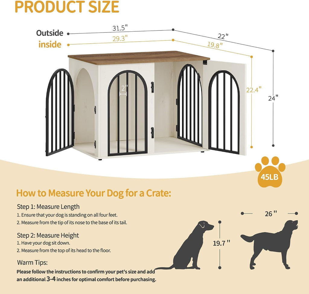 Hzuaneri 31.5 in Dog Crate Furniture,Dog Kennel Indoor for Small/Medium Dog