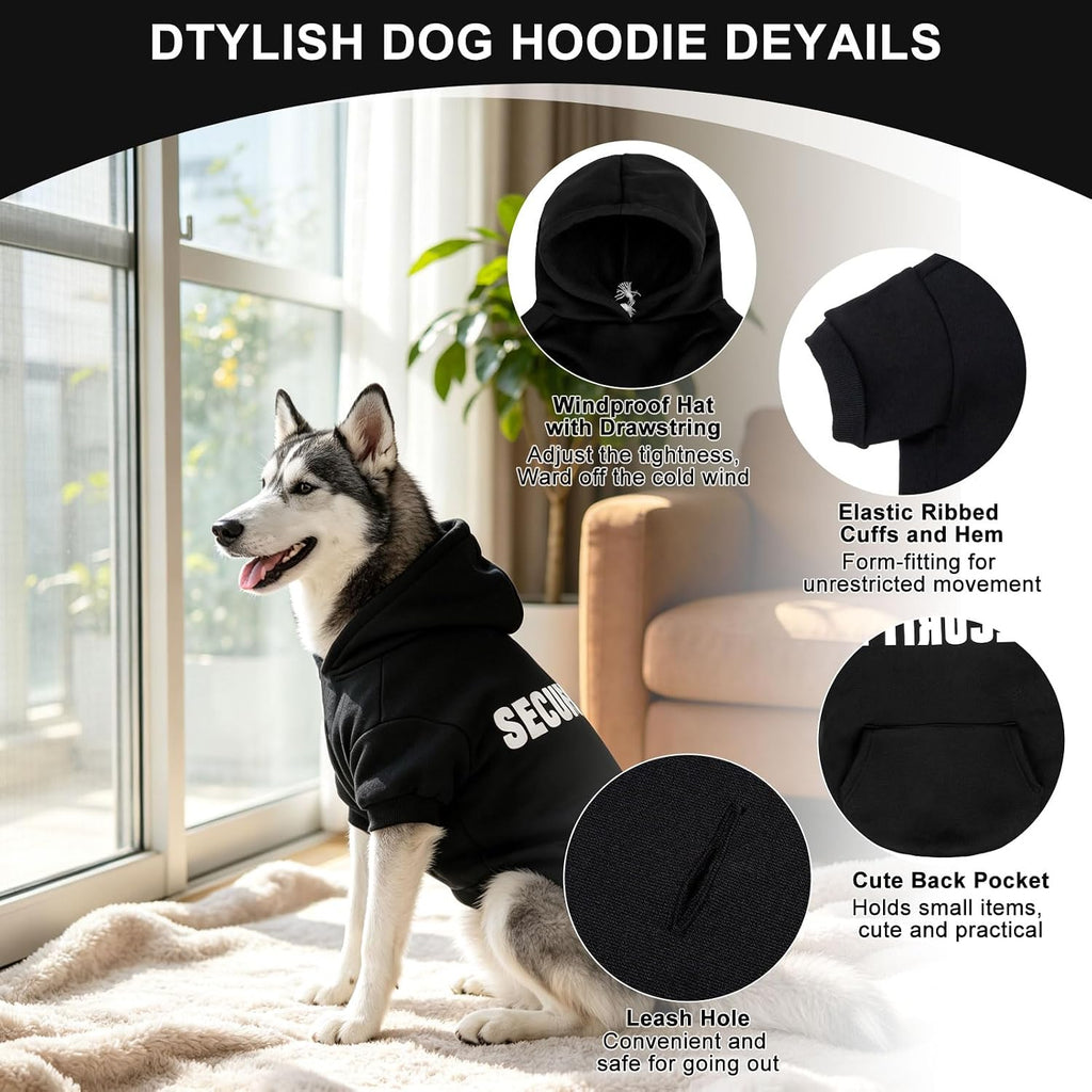 Security Dog Hoodies,Soft & Warm Dog Sweatshirt,X-Large