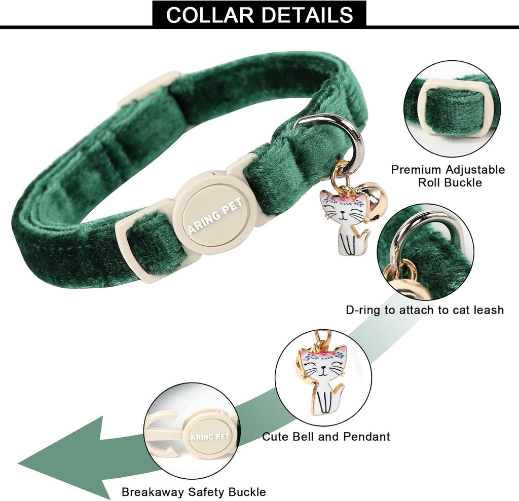 ARING PET 2 Pack Cat Collars-Cute Breakaway Cat Collar with Bell & Pendant, Adjustable Christmas Kitten Collars with Saf