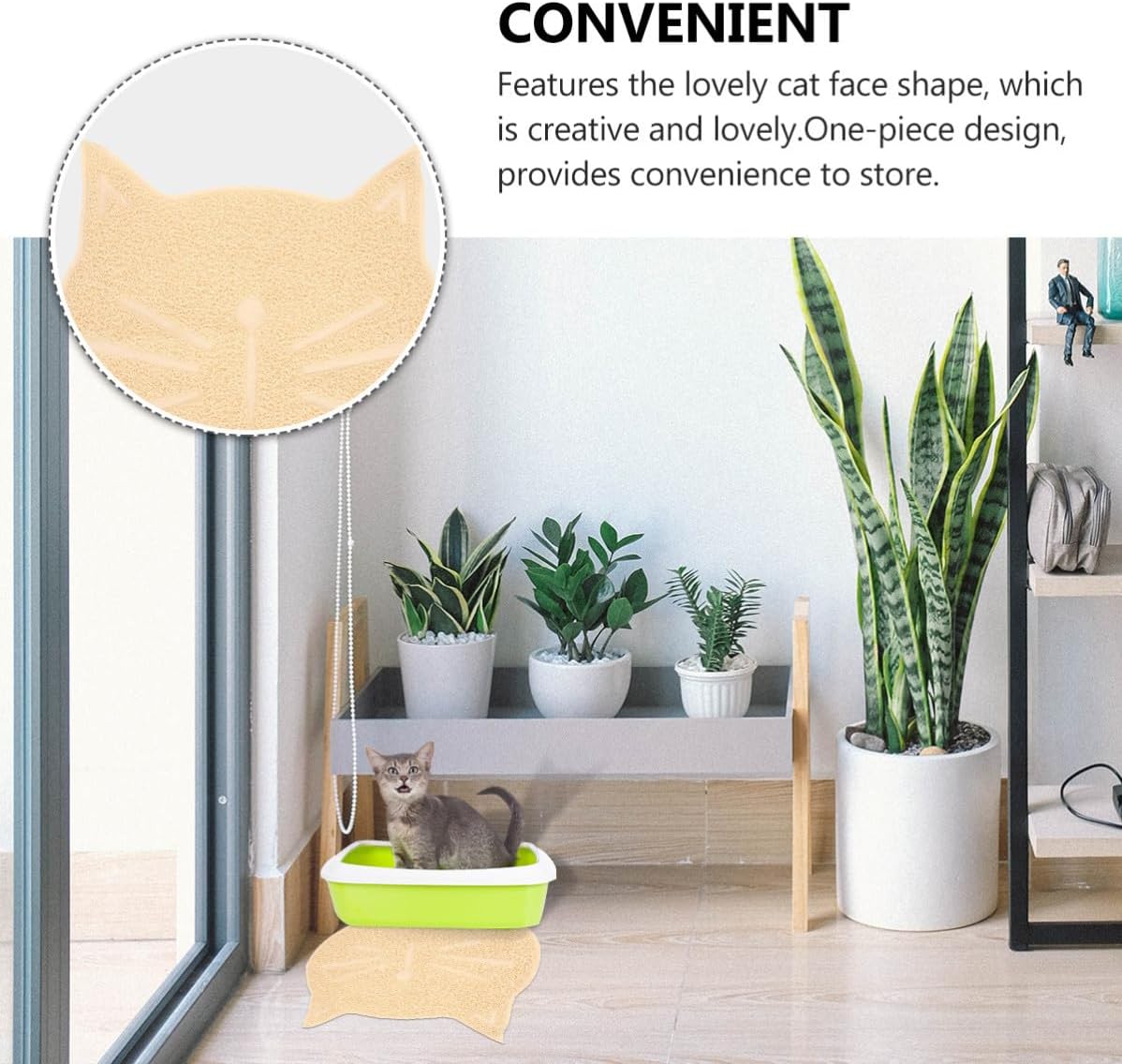 PVC Pad for Cats Cat Face Shaped Litter Mat, Non-Slip
