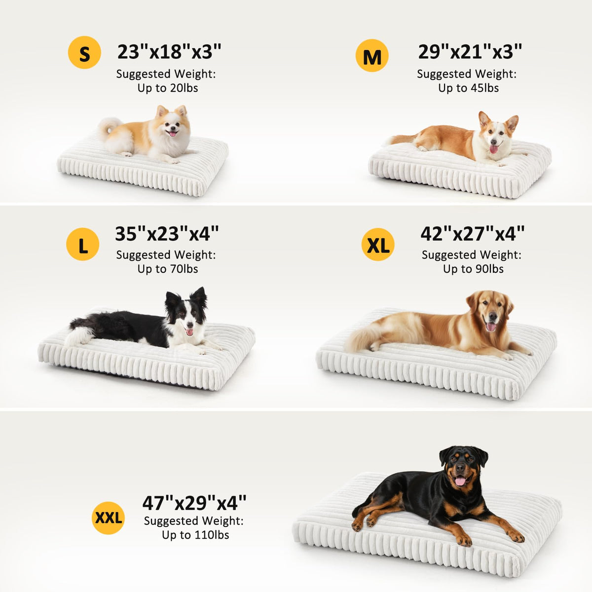 FURTIME Dog Beds Large Sized Dog, Washable Dog Bed for Crate, 35"