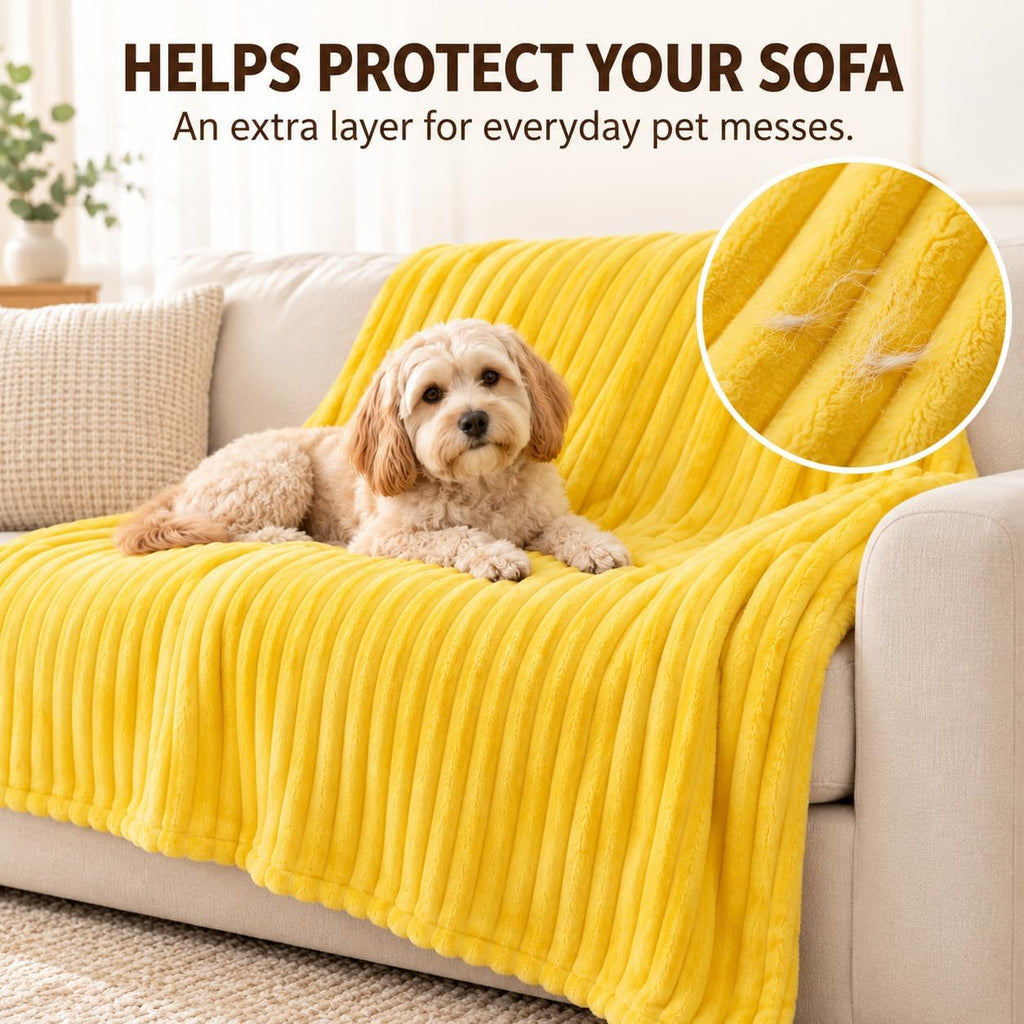 Yellow Dog Blanket Emotional Support Blanket for Dogs (Yellow, 27x39in)
