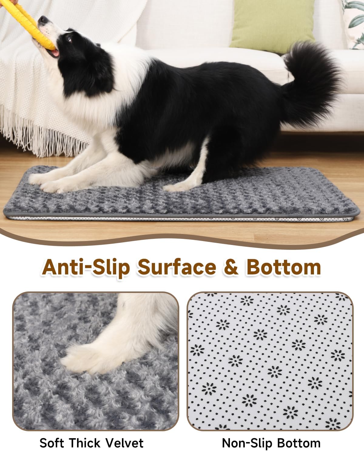 Dog Bed for Crate Pad, High Resilience Foam Crate Mat Bed, 35x22, Dark Grey