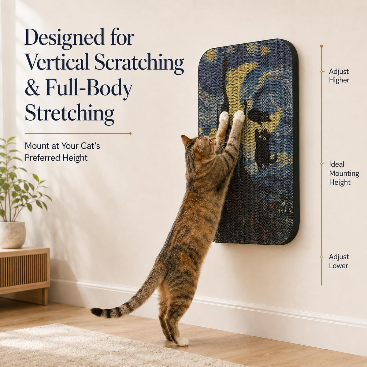 Cat Wall Scratcher, Art Cat Scratching Board for Indoor Cats