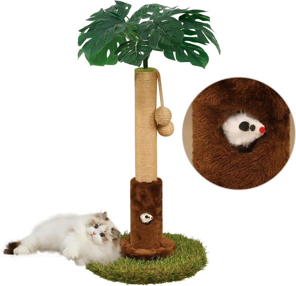 35" inch Cat Scratching Post,sisal cat Scratcher Tree with Leaves