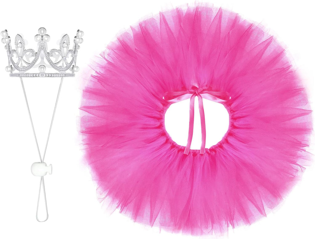 2 Pcs Dog Tutu Dress with Pearl Crown for Small Medium Pet Cat Dog Halloween Costume Dress for Ballet Birthday Party Wed