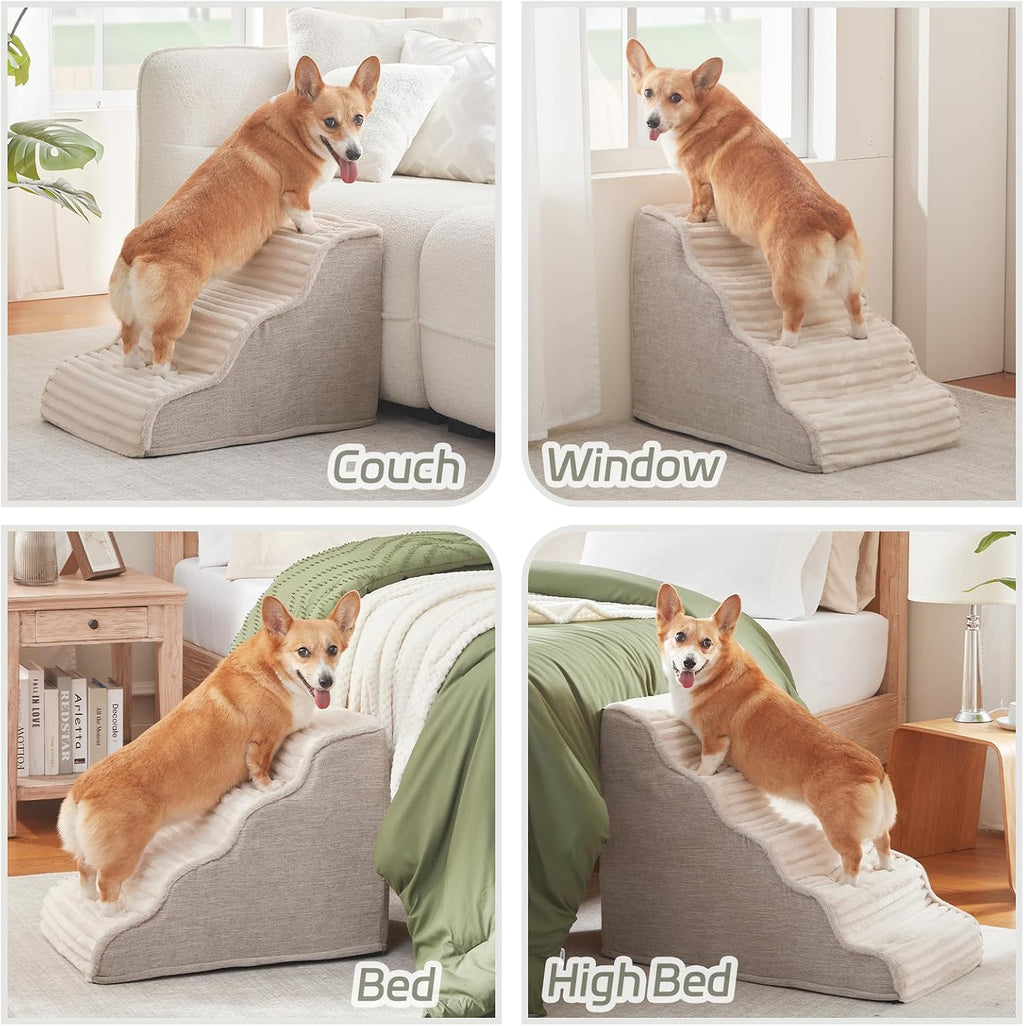 Dog Stairs for Small Dogs 15.7'' H, 3-Step High Density Foam