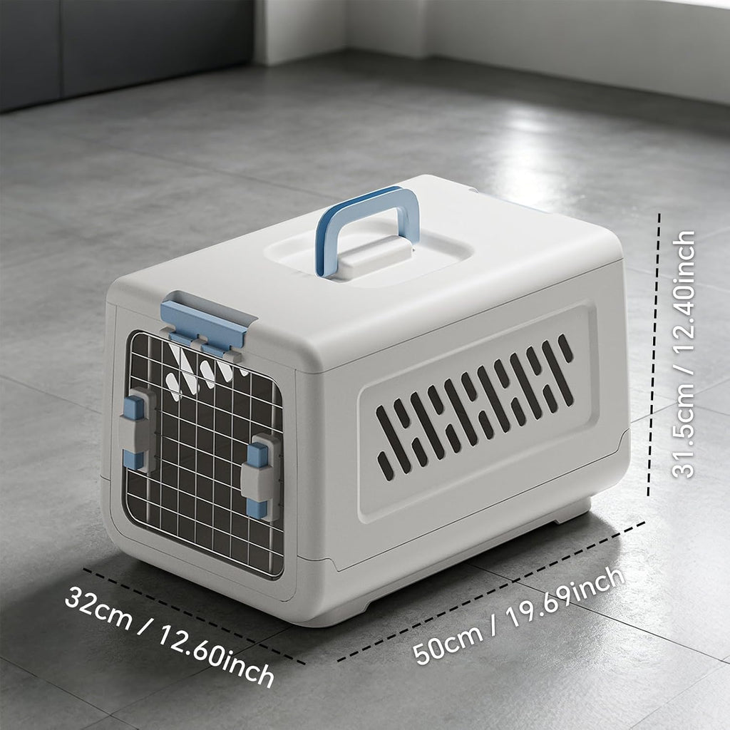 Airline Approved Hard Pet Carrier for Cats & Small Dogs – 20" Travel Crate with Metal Front Door, Top Handle, Secure Loc