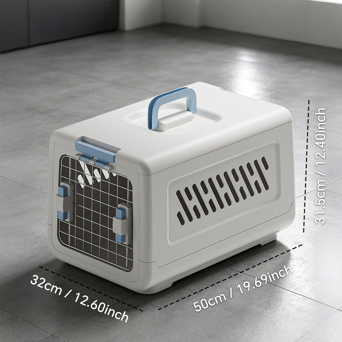 Airline Approved Hard Pet Carrier for Cats & Small Dogs – 20" Travel Crate with Metal Front Door, Top Handle, Secure Loc