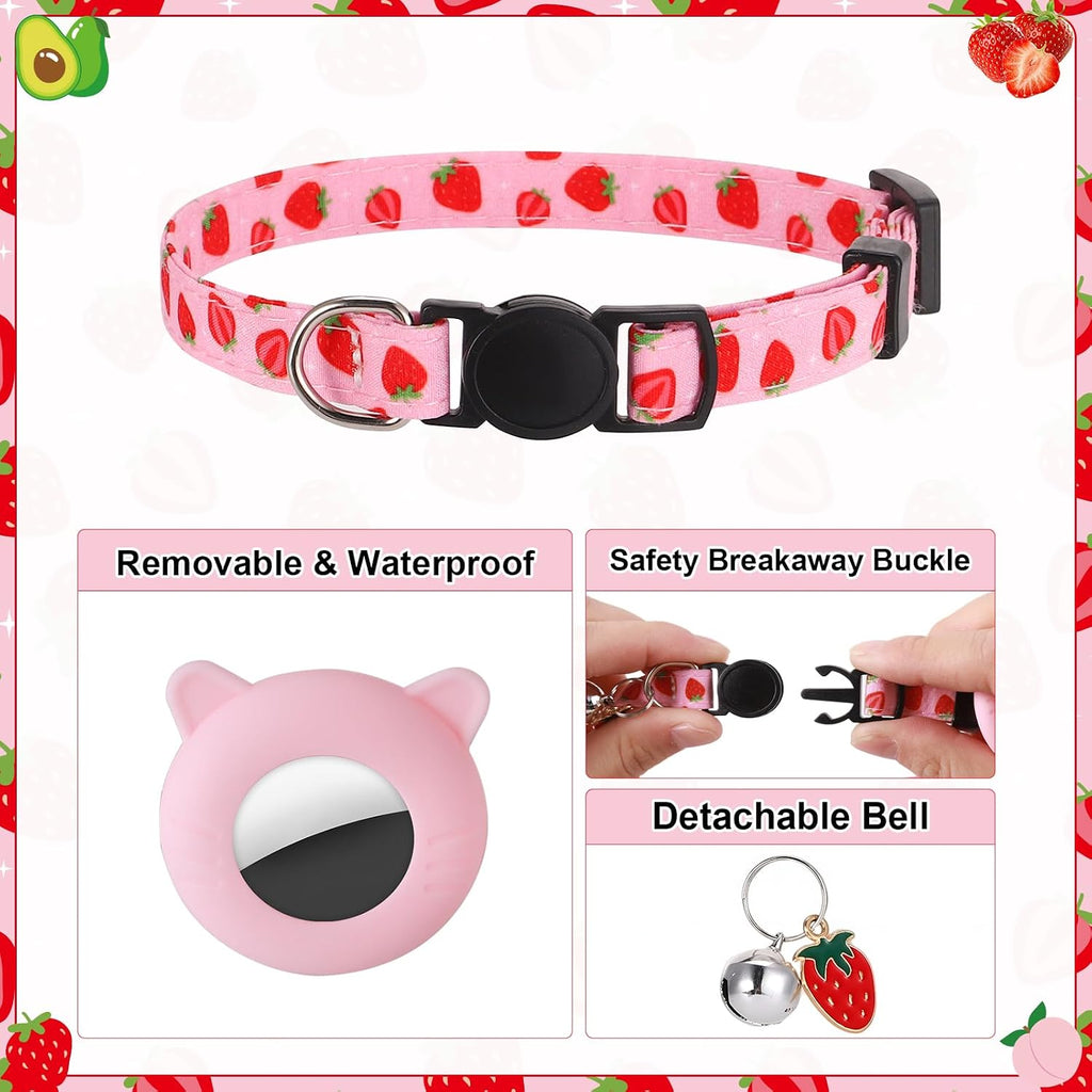 3 Pack Airtag Cat Collar Breakaway Fruit Cat Collars with Air Tag Holder
