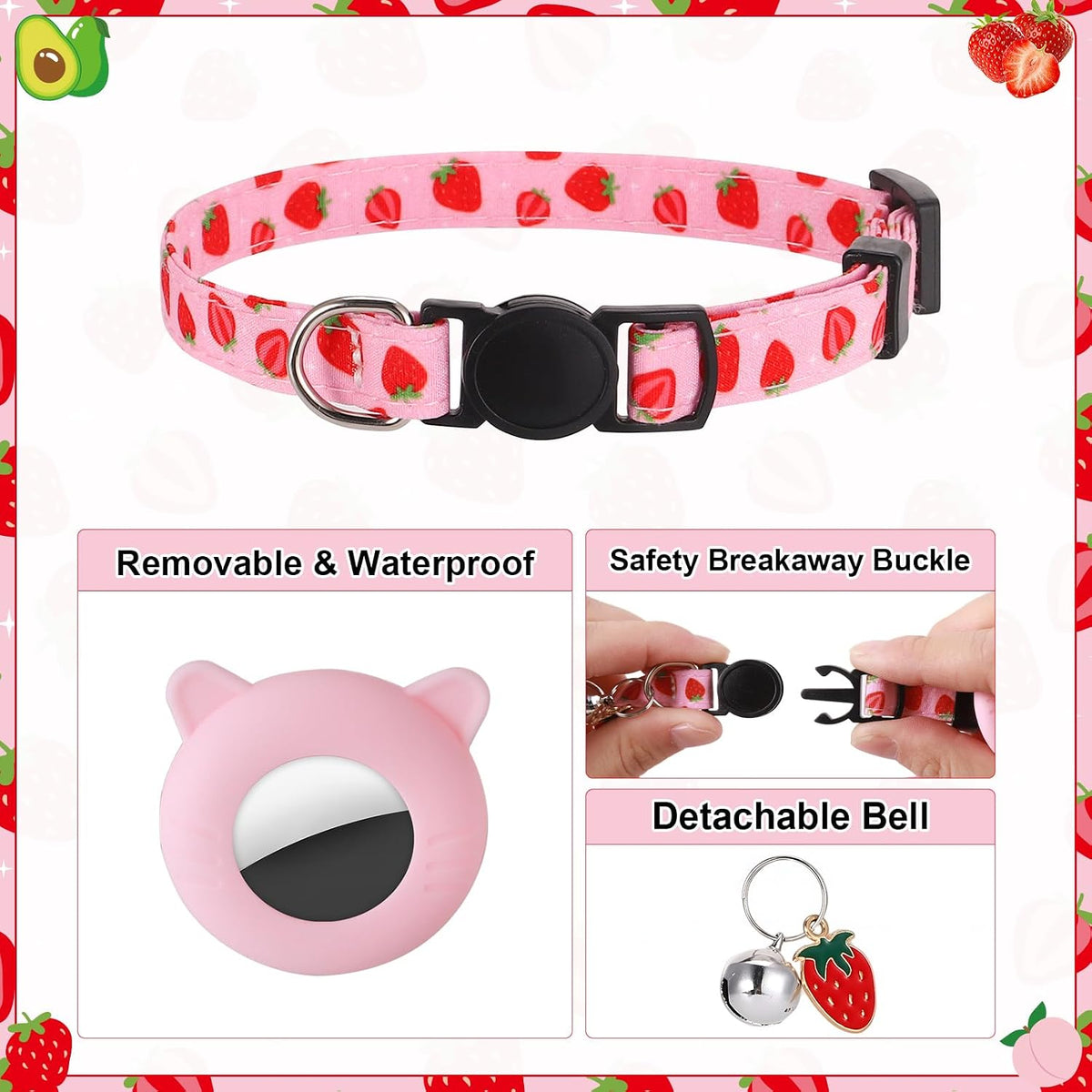 3 Pack Airtag Cat Collar Breakaway Fruit Cat Collars with Air Tag Holder